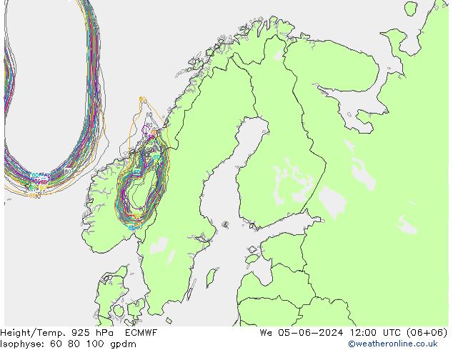 Height/Temp. 925 hPa ECMWF Mi 05.06.2024 12 UTC