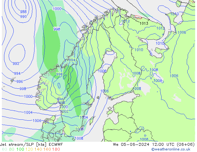 Corrente a getto ECMWF mer 05.06.2024 12 UTC