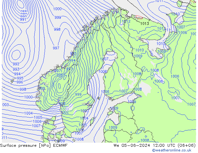 地面气压 ECMWF 星期三 05.06.2024 12 UTC