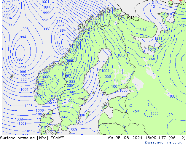 Yer basıncı ECMWF Çar 05.06.2024 18 UTC