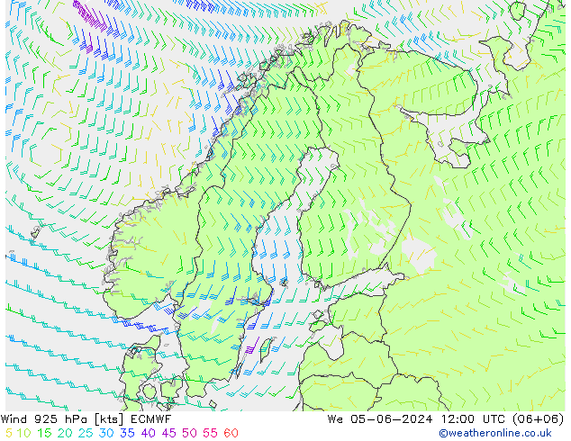 Rüzgar 925 hPa ECMWF Çar 05.06.2024 12 UTC