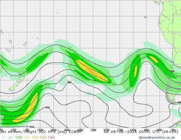 Jet stream/Height 300 hPa ECMWF Sa 08.06.2024 00 UTC