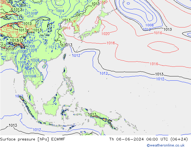 приземное давление ECMWF чт 06.06.2024 06 UTC