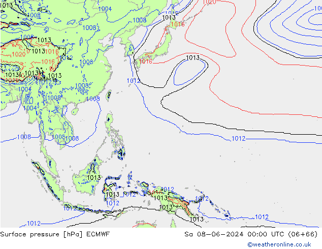 Surface pressure ECMWF Sa 08.06.2024 00 UTC