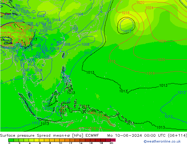 приземное давление Spread ECMWF пн 10.06.2024 00 UTC