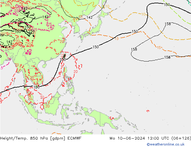 Height/Temp. 850 hPa ECMWF Seg 10.06.2024 12 UTC