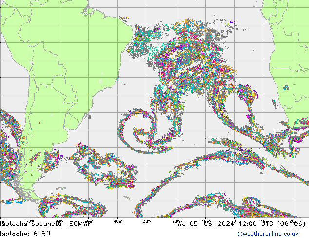 Isotachs Spaghetti ECMWF mer 05.06.2024 12 UTC