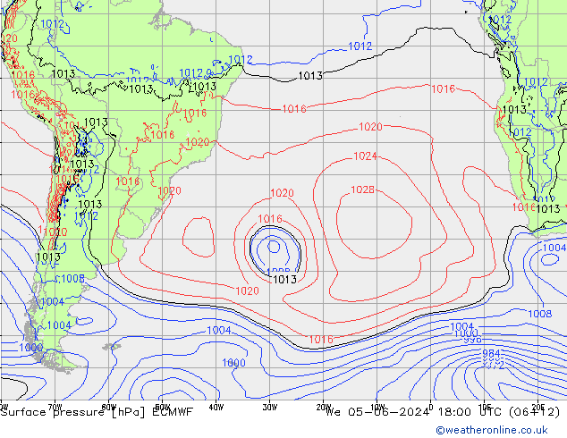 ciśnienie ECMWF śro. 05.06.2024 18 UTC