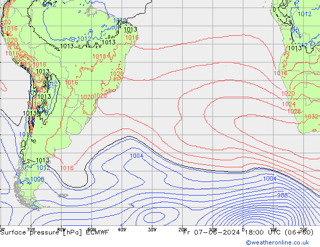 Surface pressure ECMWF Fr 07.06.2024 18 UTC