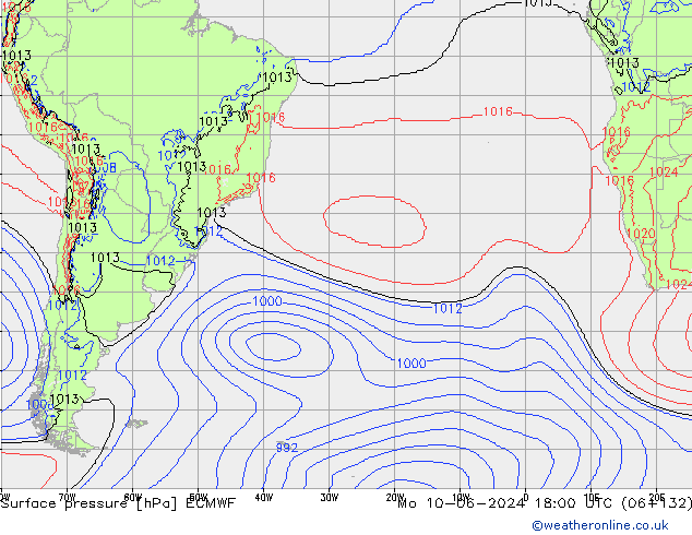 Yer basıncı ECMWF Pzt 10.06.2024 18 UTC