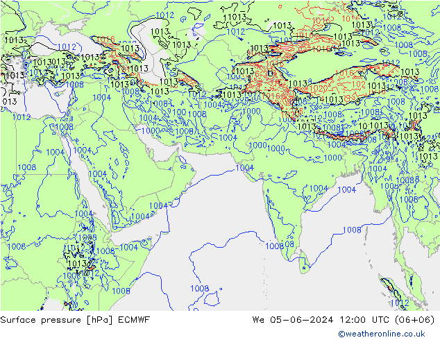 Presión superficial ECMWF mié 05.06.2024 12 UTC