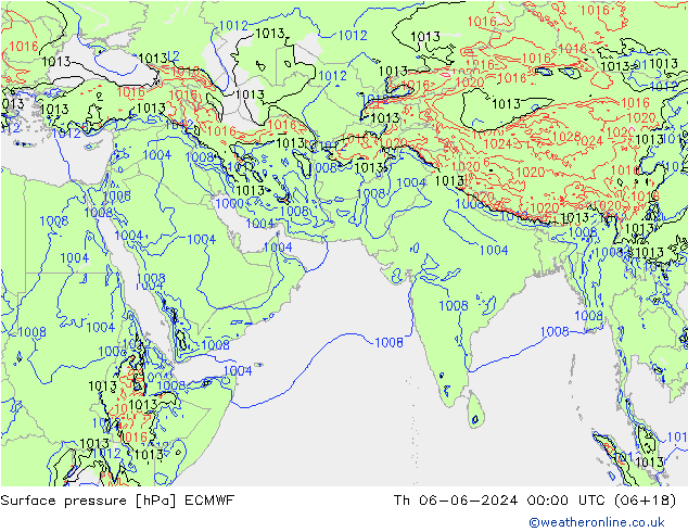 Luchtdruk (Grond) ECMWF do 06.06.2024 00 UTC