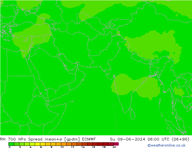 700 hPa Nispi Nem Spread ECMWF Paz 09.06.2024 06 UTC