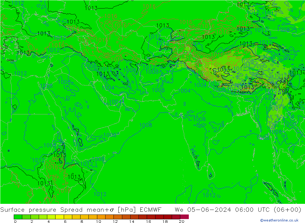 приземное давление Spread ECMWF ср 05.06.2024 06 UTC