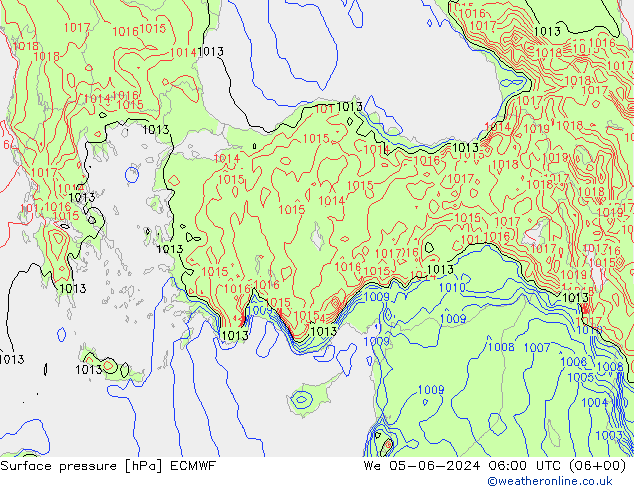 pression de l'air ECMWF mer 05.06.2024 06 UTC