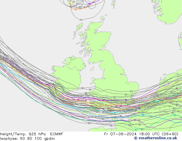 Height/Temp. 925 hPa ECMWF Fr 07.06.2024 18 UTC