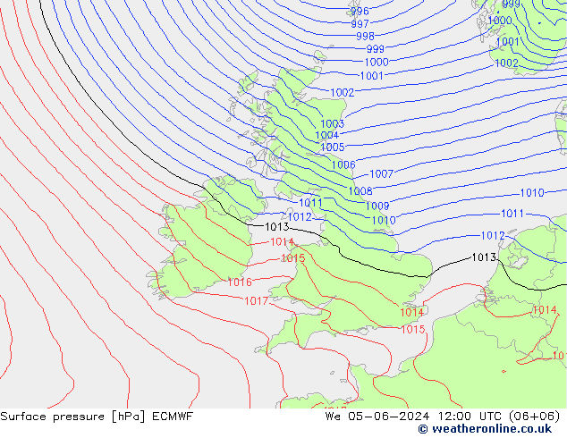 ciśnienie ECMWF śro. 05.06.2024 12 UTC