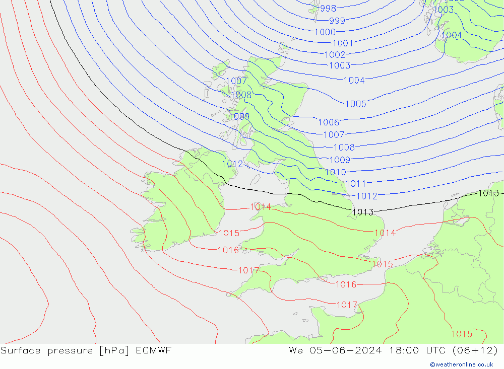 Surface pressure ECMWF We 05.06.2024 18 UTC