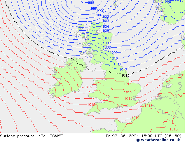 Surface pressure ECMWF Fr 07.06.2024 18 UTC