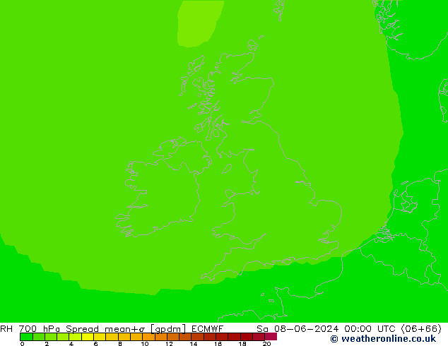 RH 700 hPa Spread ECMWF Sa 08.06.2024 00 UTC
