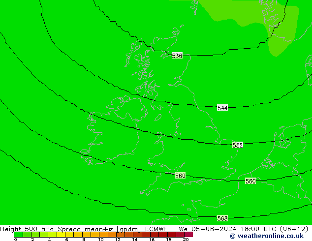 Height 500 hPa Spread ECMWF Qua 05.06.2024 18 UTC