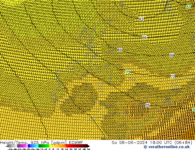 Height/Temp. 925 hPa ECMWF  08.06.2024 18 UTC