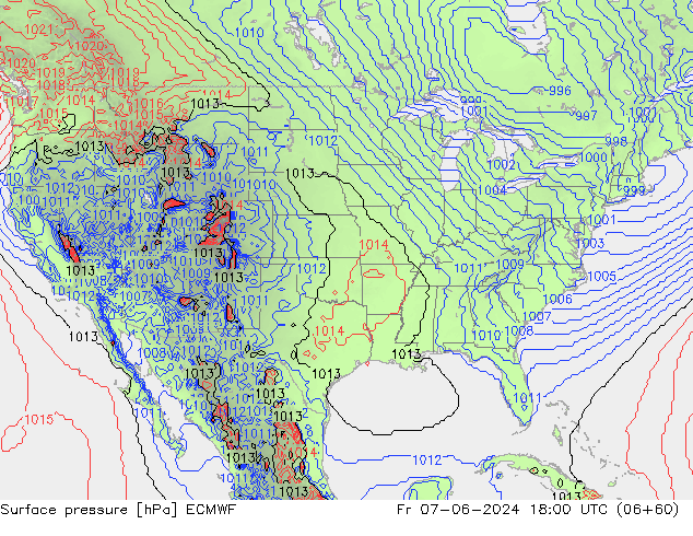 Surface pressure ECMWF Fr 07.06.2024 18 UTC