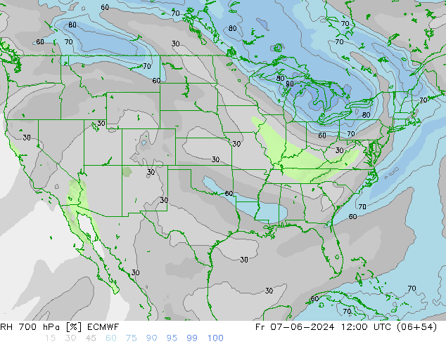 RH 700 hPa ECMWF  07.06.2024 12 UTC