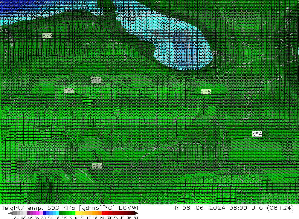 Height/Temp. 500 hPa ECMWF Th 06.06.2024 06 UTC