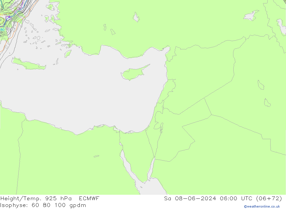 Height/Temp. 925 hPa ECMWF Sa 08.06.2024 06 UTC