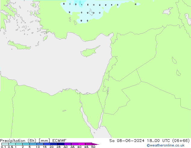 Precipitation (6h) ECMWF Sa 08.06.2024 00 UTC