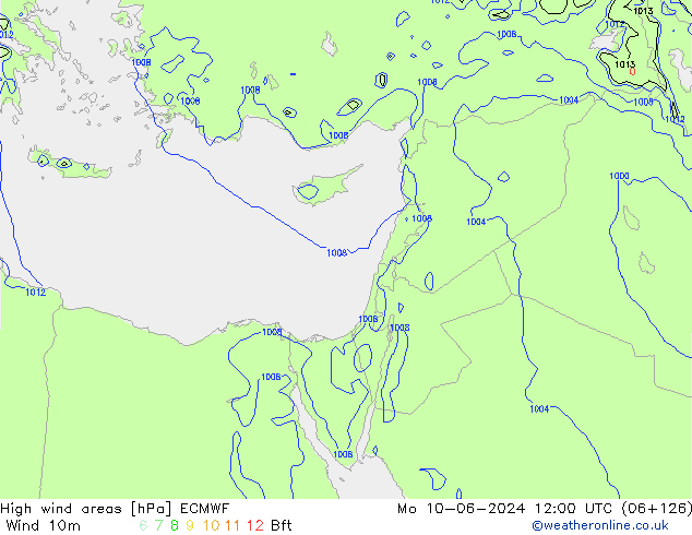 High wind areas ECMWF  10.06.2024 12 UTC