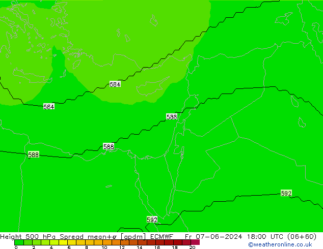 Height 500 hPa Spread ECMWF ven 07.06.2024 18 UTC