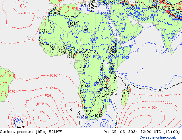 Pressione al suolo ECMWF mer 05.06.2024 12 UTC