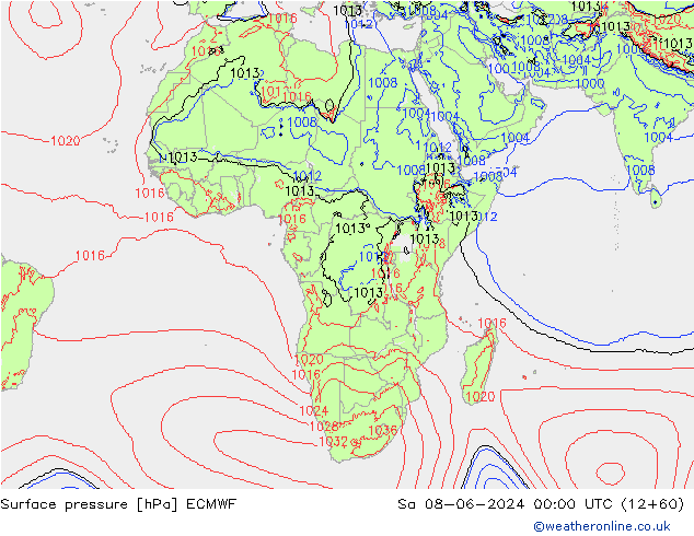 ciśnienie ECMWF so. 08.06.2024 00 UTC