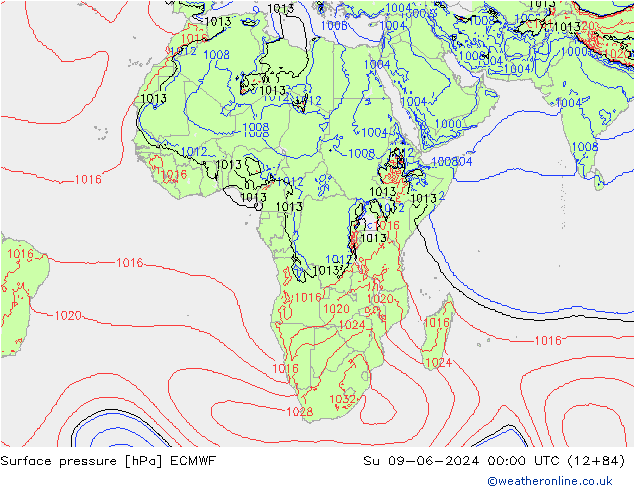 Yer basıncı ECMWF Paz 09.06.2024 00 UTC