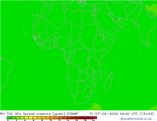 RH 700 hPa Spread ECMWF Fr 07.06.2024 06 UTC