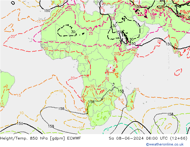 Height/Temp. 850 hPa ECMWF  08.06.2024 06 UTC