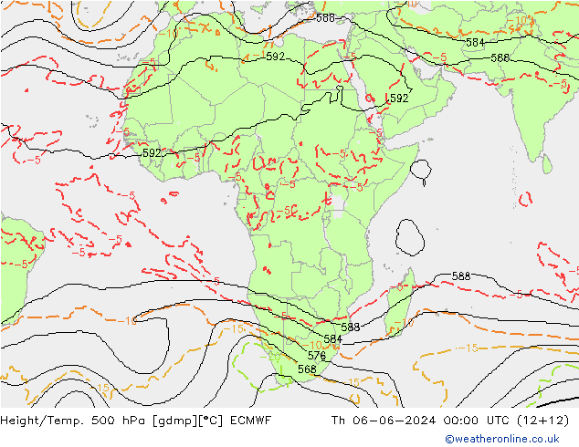 Height/Temp. 500 hPa ECMWF Th 06.06.2024 00 UTC