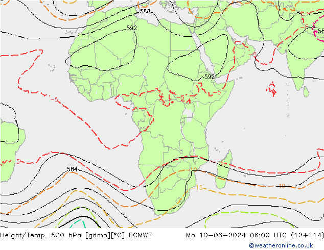 Height/Temp. 500 hPa ECMWF Mo 10.06.2024 06 UTC