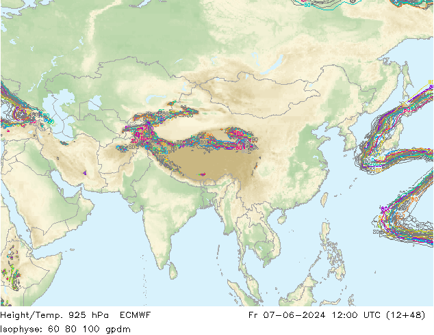 Height/Temp. 925 hPa ECMWF Sex 07.06.2024 12 UTC