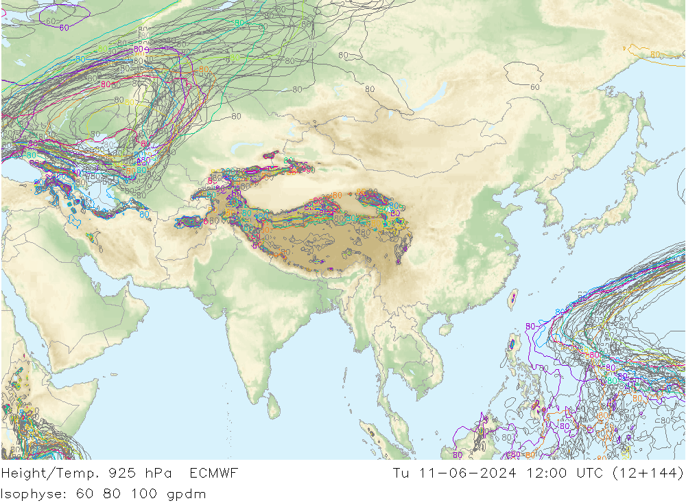 Height/Temp. 925 hPa ECMWF wto. 11.06.2024 12 UTC