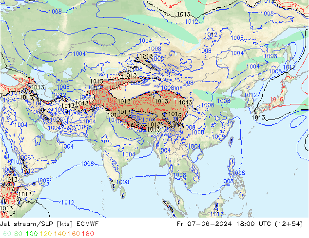 Jet stream ECMWF Sex 07.06.2024 18 UTC