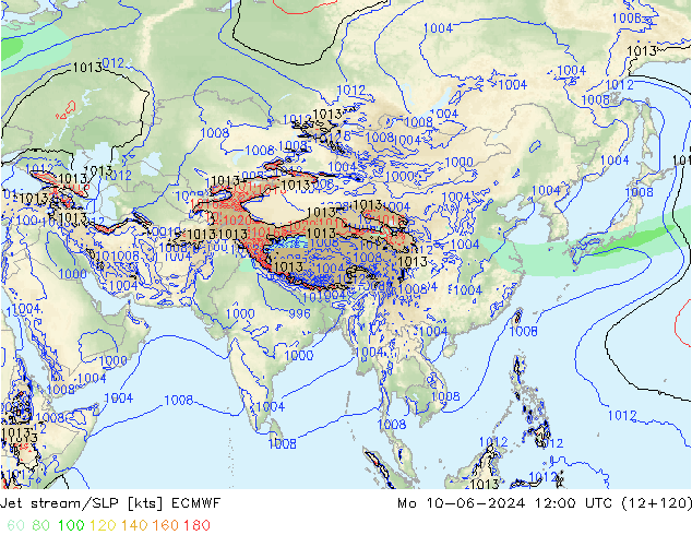 Jet stream/SLP ECMWF Po 10.06.2024 12 UTC