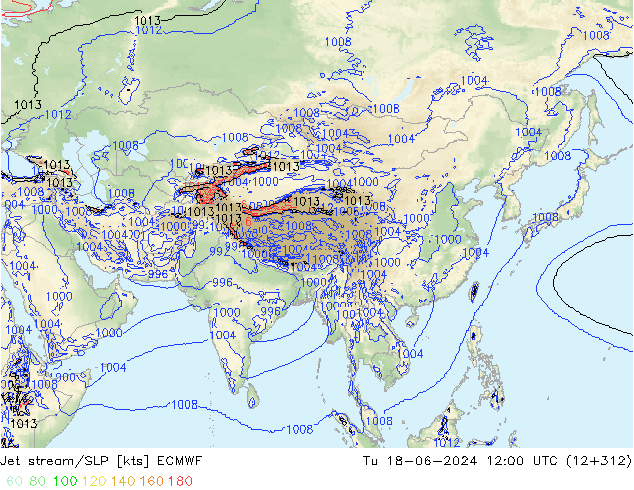 Courant-jet ECMWF mar 18.06.2024 12 UTC