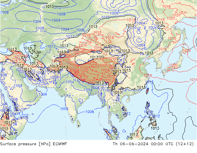 ciśnienie ECMWF czw. 06.06.2024 00 UTC