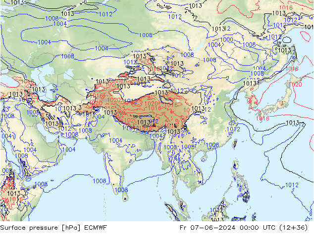 Atmosférický tlak ECMWF Pá 07.06.2024 00 UTC