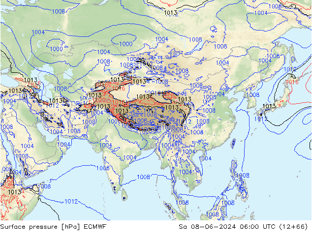 приземное давление ECMWF сб 08.06.2024 06 UTC