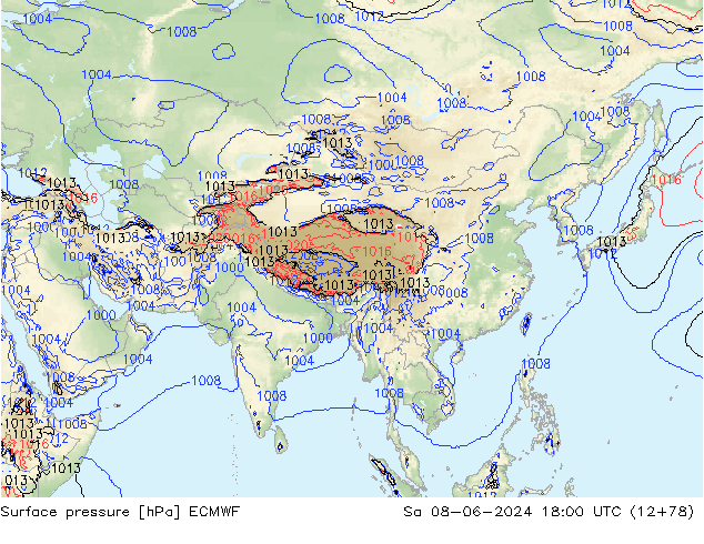 Luchtdruk (Grond) ECMWF za 08.06.2024 18 UTC