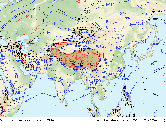 Atmosférický tlak ECMWF Út 11.06.2024 00 UTC